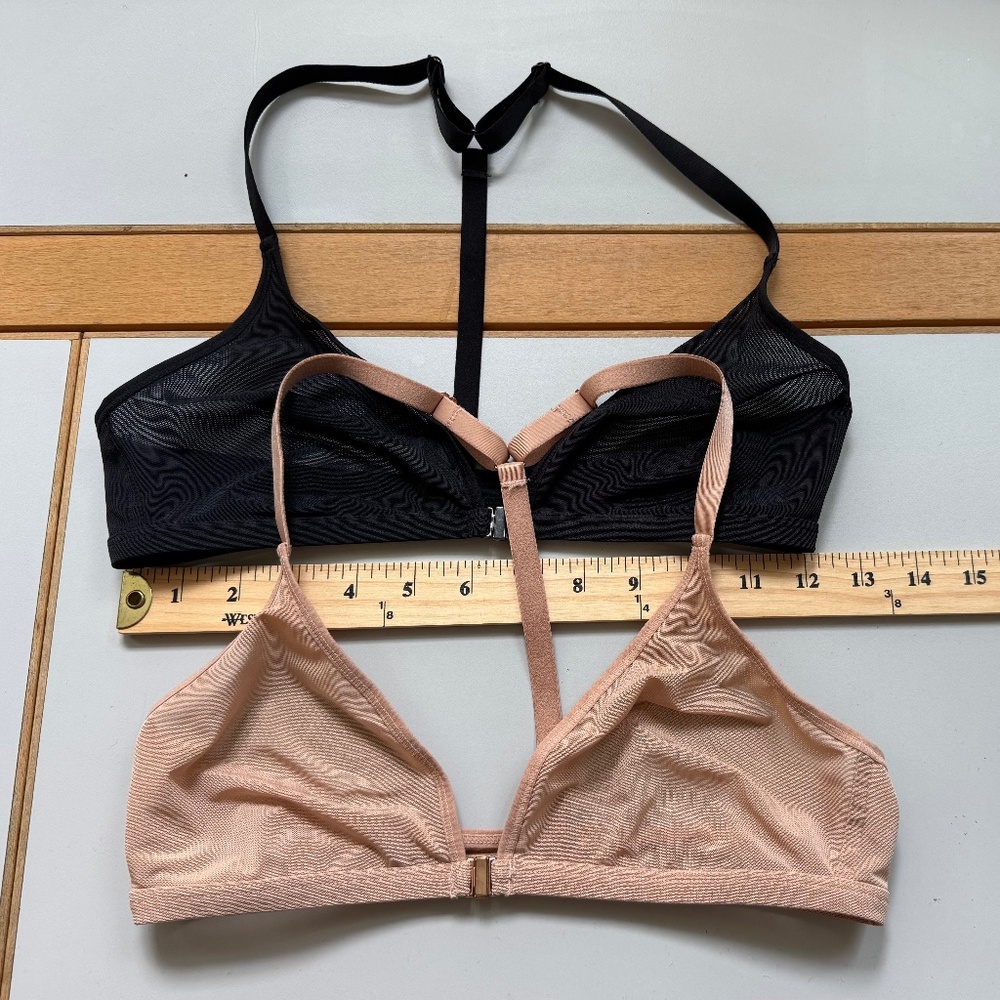 Negative Sieve Racerback Bras Size 1 Black Mesh and Nude Mesh (2 bras)